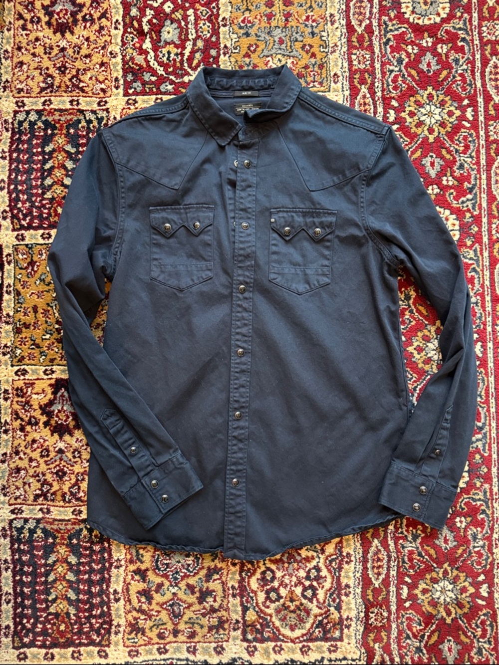 All Saints Men's Snap Western Shirt, Size M, Slim Fit